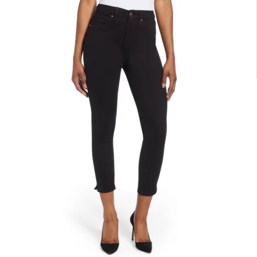 good american good waist side slit crop jeans